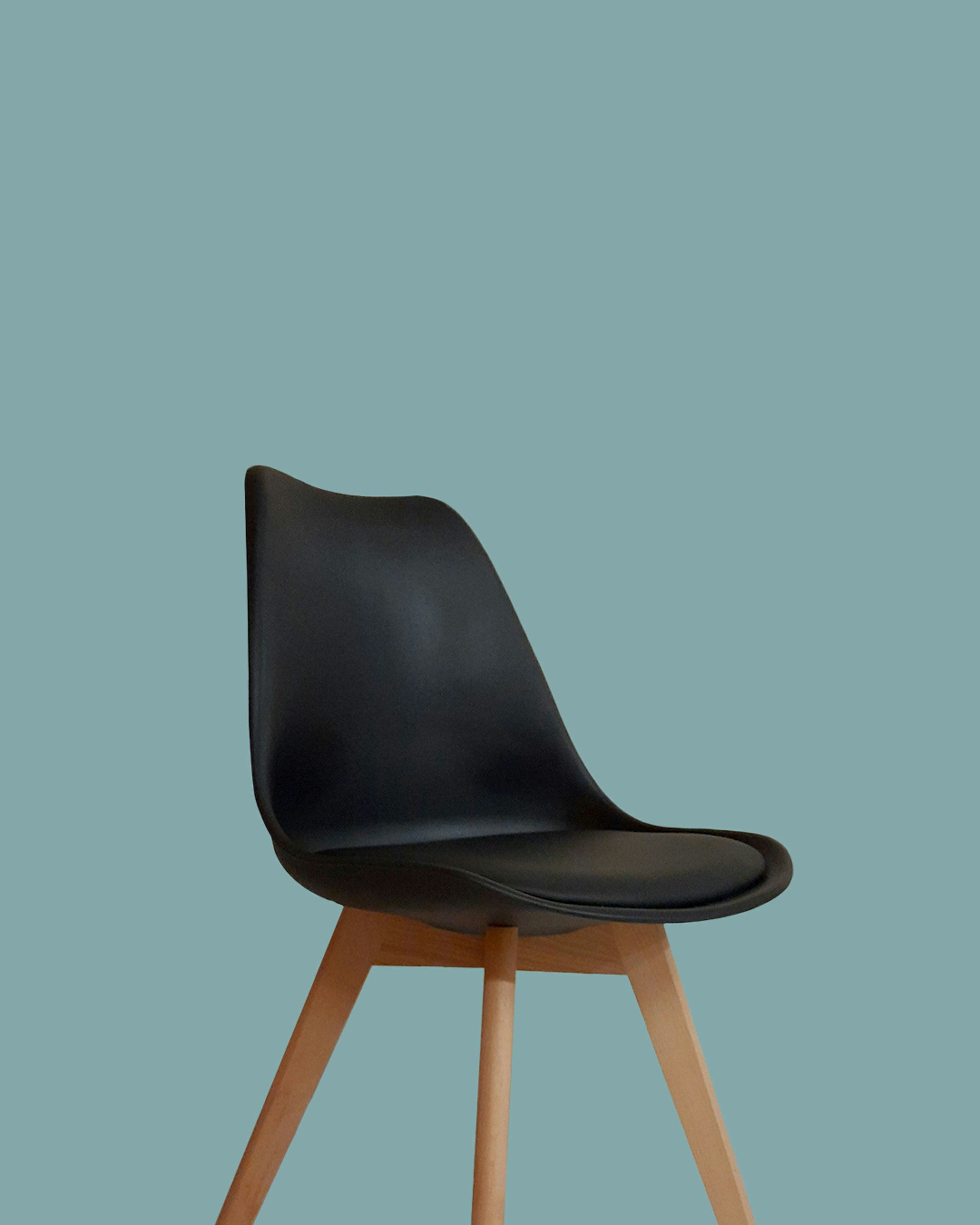 Modern Black Eames-Style Accent Chair with Wooden Legs